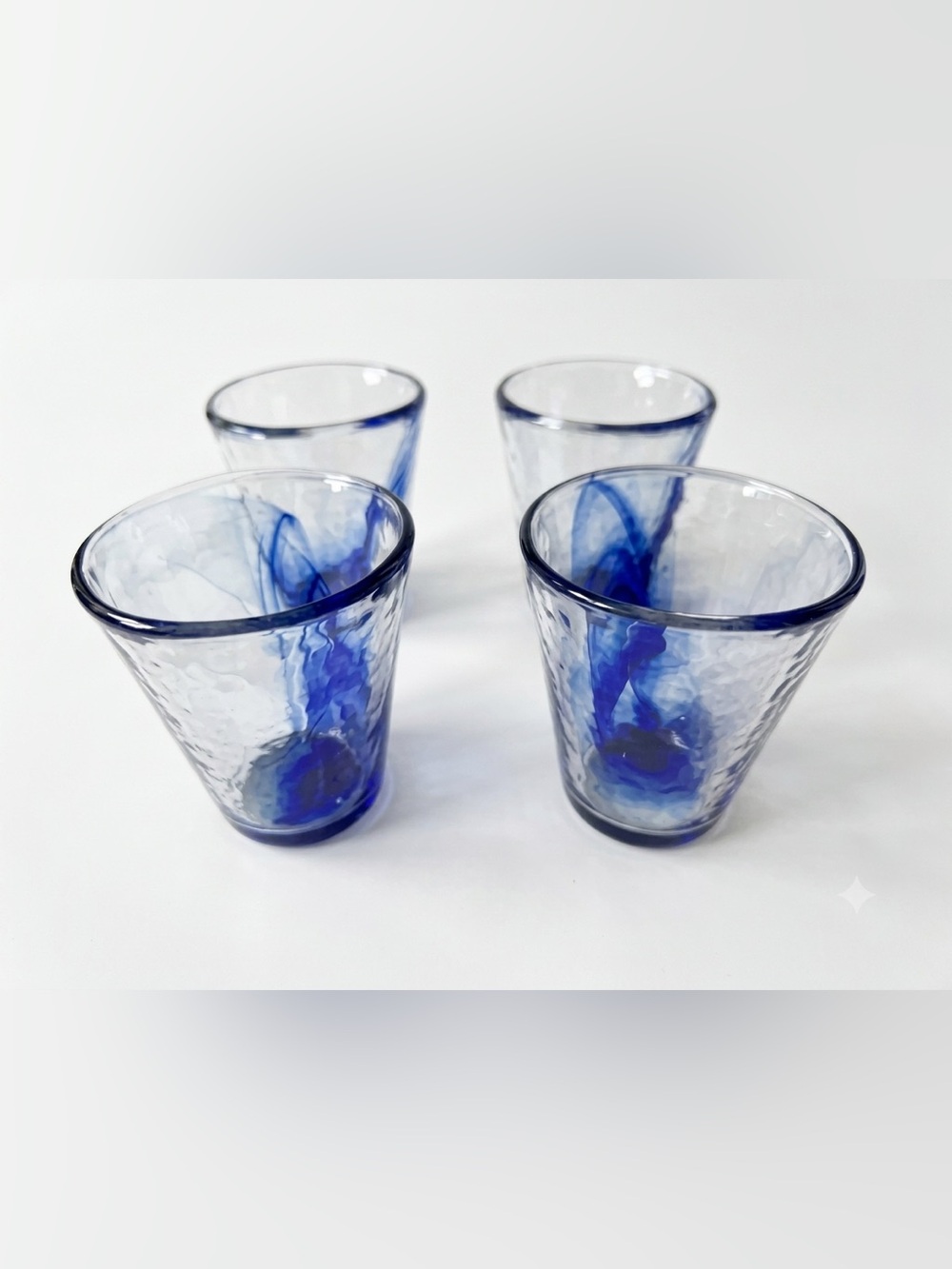 Bormioli Rocco Murano Cobalt Blue Swirl Tumblers Set of 4